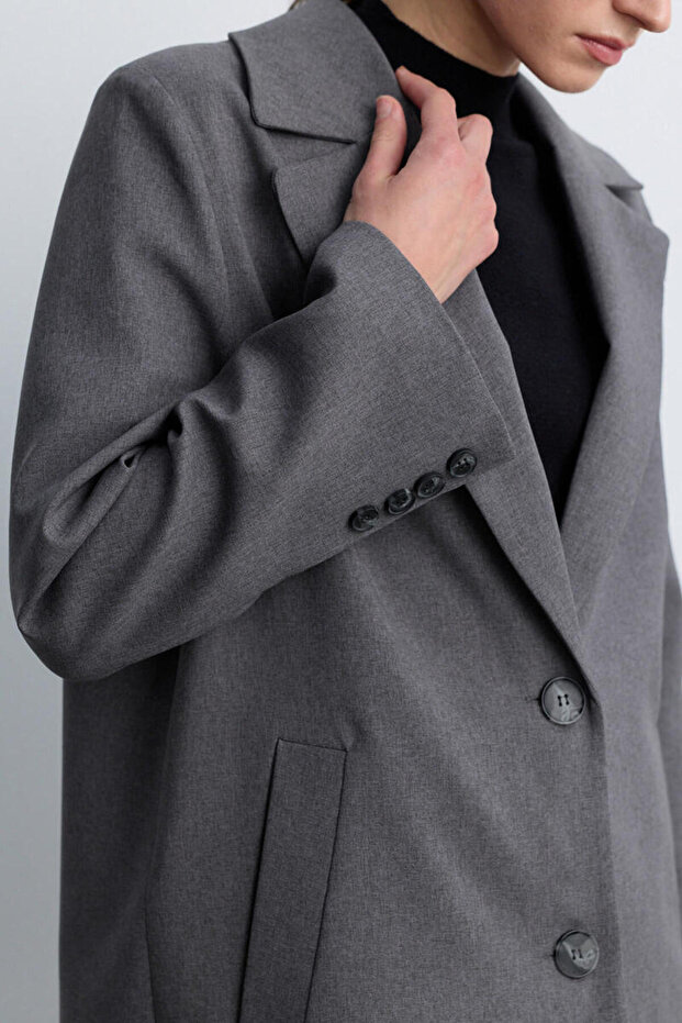 GRİ UZUN BLAZER - 4