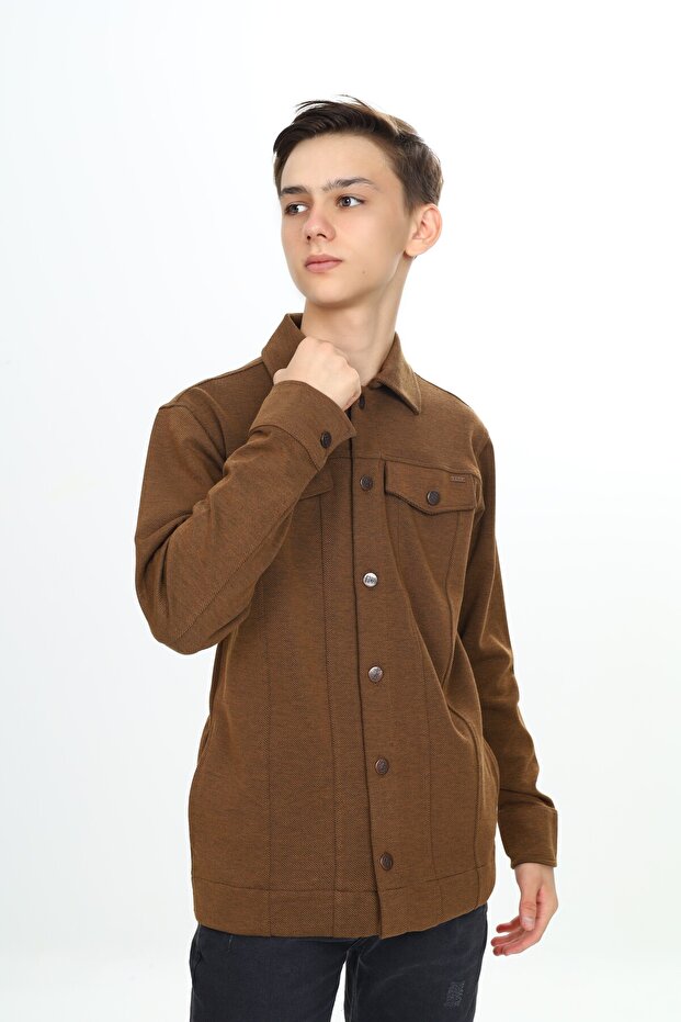 Boy's Long Sleeve Buttoned Jacket - 2