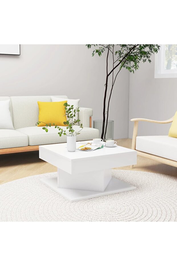 Coffee Table White 57x57x30 cm Engineered Wood