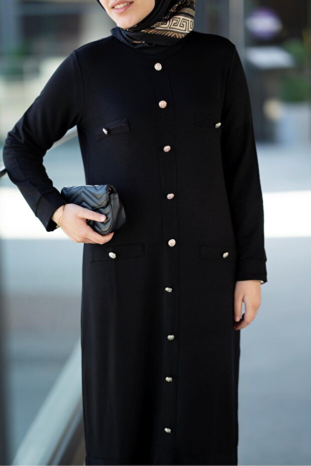 Günlük Şık Siyah Bambu Beyond Elbise - 6