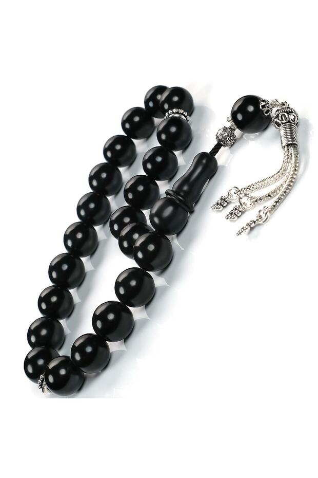 Silver Tassel Mascot Oltu Stone Prayer Beads