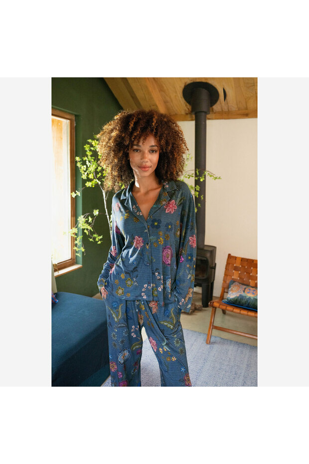 Belin Mavi Viscose Pantolon - 7