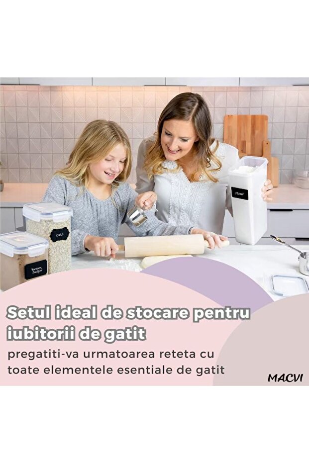 Set of 42 Macvi® airtight, BPA-free food containers, stackable, with labels and spoons included. - 5