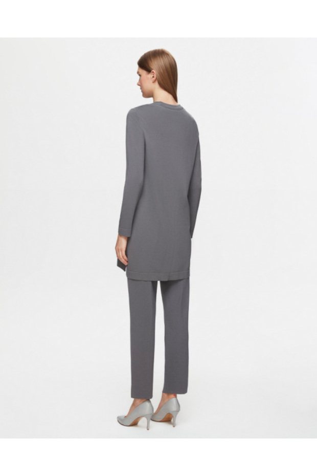 Uzun Kollu Basic Triko Antrasit Tunik - 3