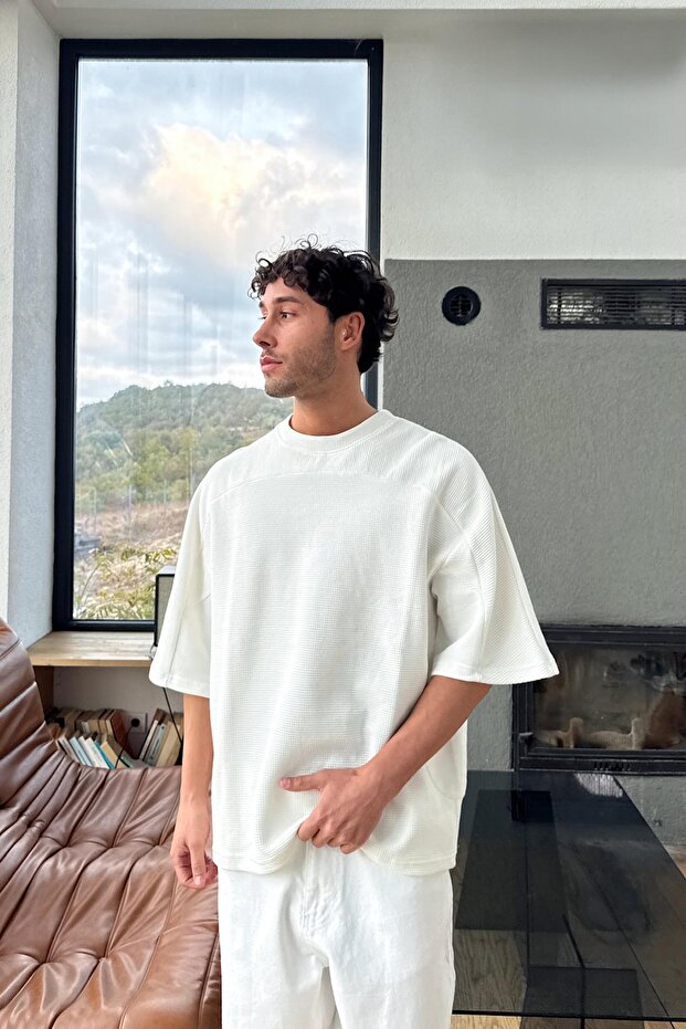 Dokuma Basic Tişört Ekru - 1