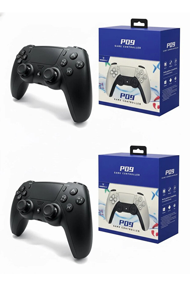 P09 Bluetooth Kablosuz Siyah Controller – PS4, Android, iOS, PC Uyumlu Oyun Kolu + Şarj Kablosu - 2