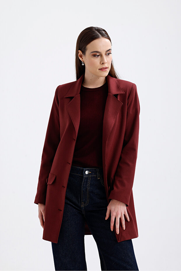Kadın Kemerli Classy Blazer Ceket