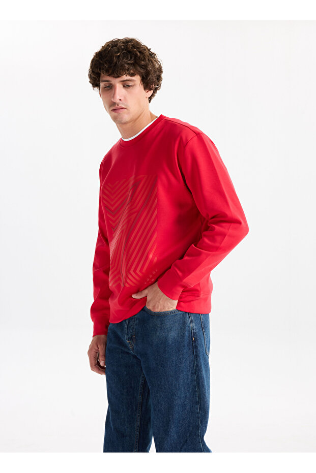 Crew Neck Red Men's Sweatshirt Gu25Mfw08031