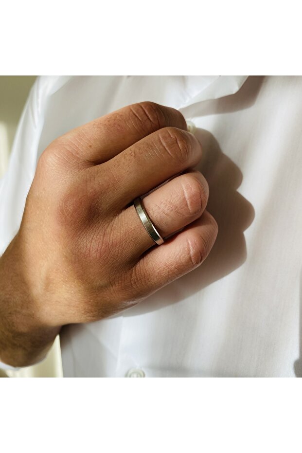 Stainless Steel Silver Unisex Cutout Wedding Band Ring