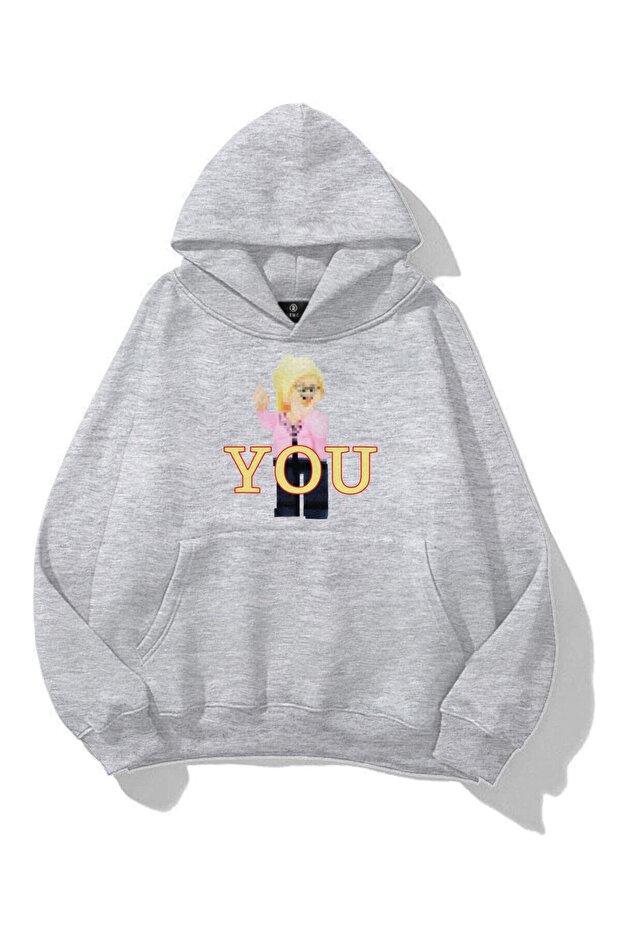 Unisex pixel f you sweatshirt gray