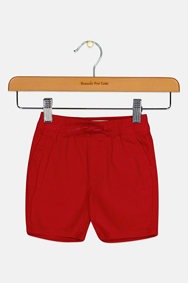 شورت أساسي سادة للأولاد الصغار، أحمر - 1