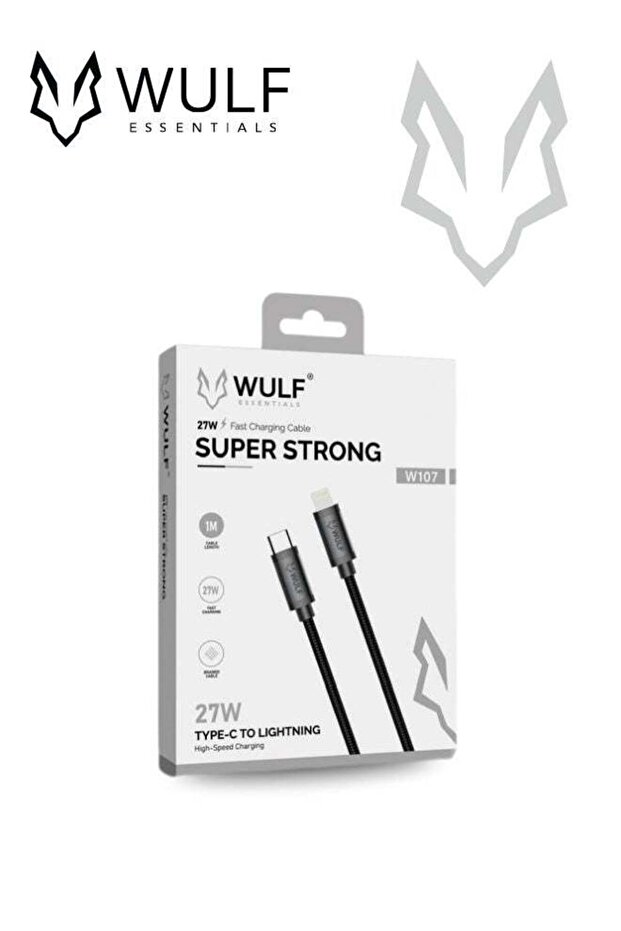 WULF W107 | 27W Super Strong Type-C to Lightning Fast Charging Cable – 1M, High-Speed Data Sync, P