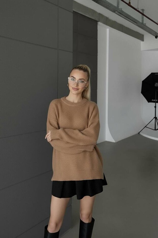 Kadın Basic Oversize Triko Kazak - 2