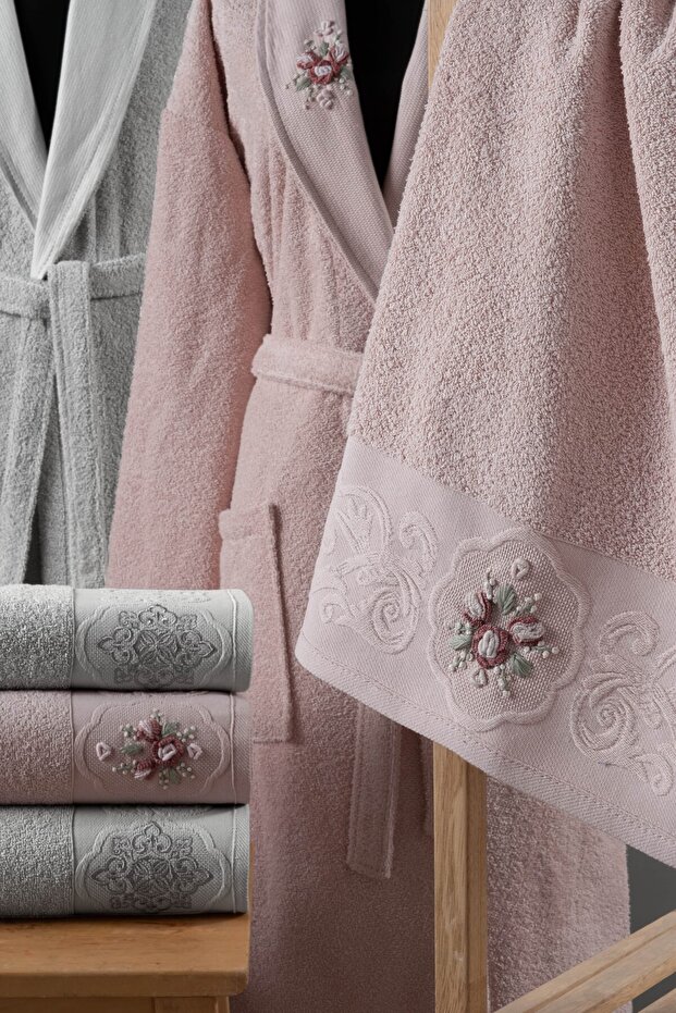 Lalin Pamuklu Bornoz Seti - 1