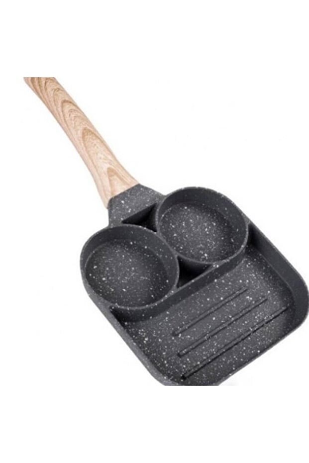 T1 non-stick 3-compartment frying pan set with brush and spatula - 2