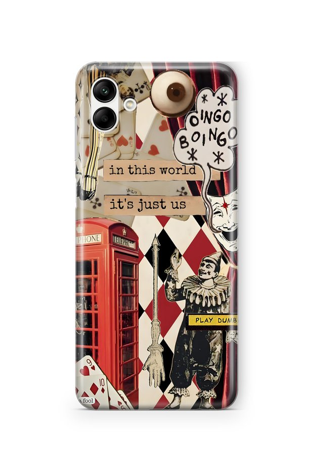 Samsung Galaxy A05 Compatible Clown Collage Patterned Transparent Phone Case