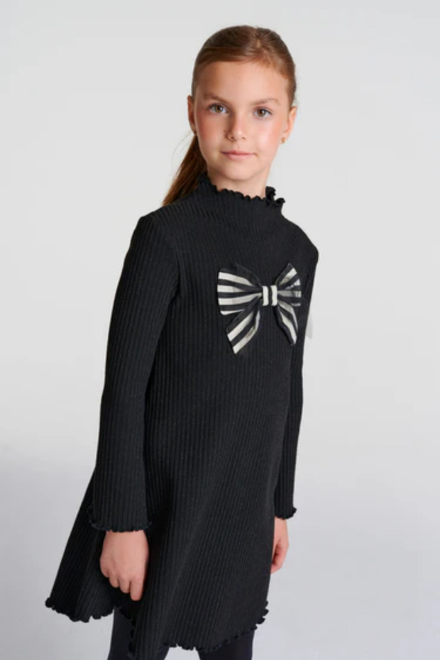 DSL0476 Siyah Örme Elbise - 2