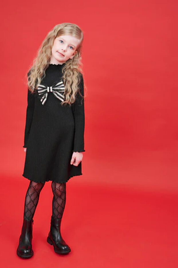 DSL0476 Siyah Örme Elbise - 6