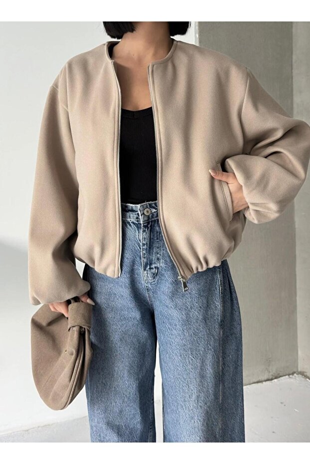 Kadın Kaşe Bomber Ceket - 2