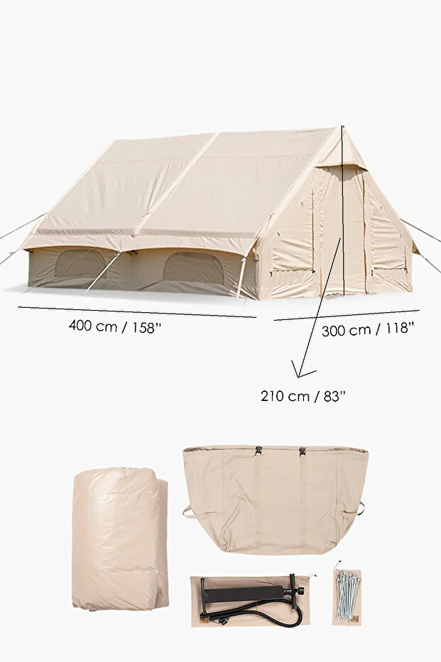 12 Kişilik Şişme Kamp Çadırı - 4 Mevsim Su Geçirmez Pencereli Kamp Çadırı 300x400 cm - 6