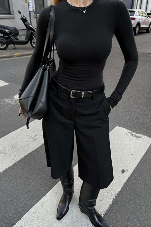 Černé dámské bermudy s vysokým pasem MG2590 - 7