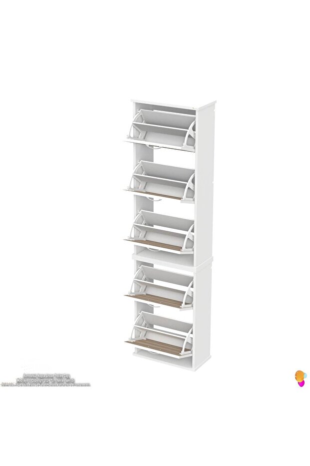 VARBİ UMAY' 2 Li Asma Kapı Önü 52x193x26 cm’ lik 5 Düşer Kapak 10 Göz Bölmeli Ayakkabılık - 8