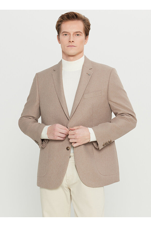 Regular Fit Brown Men's Jacket Ace004261379_Khv
