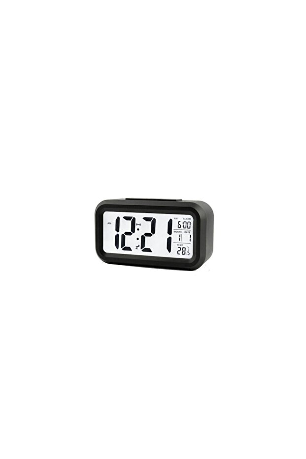Smart Clock with Time, Date, Temperature Display, Ambient Light Sensor, L14 x W4.5 x H6.5, Black - 2