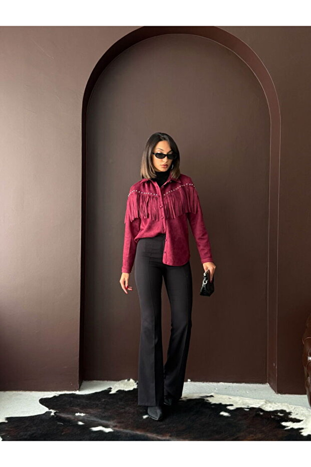 PÜSKÜLLÜ DROPLU SCUBA SÜET GÖMLEK - 4