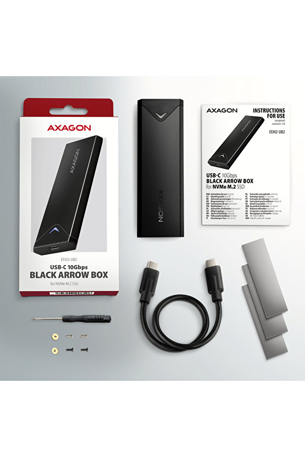 AXAGON External USB-C 10Gbps metal box for M.2 NVMe SSD disks - 11