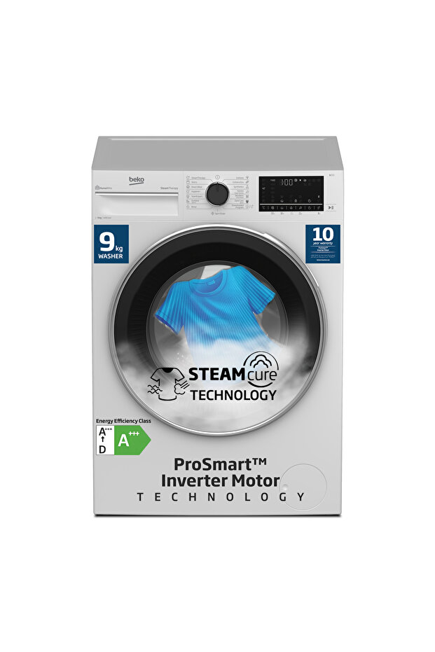 9 kg Front Load Washing Machine, 1400 RPM, 15 Programmes, SteamTherapy, WTV9314XW(White)