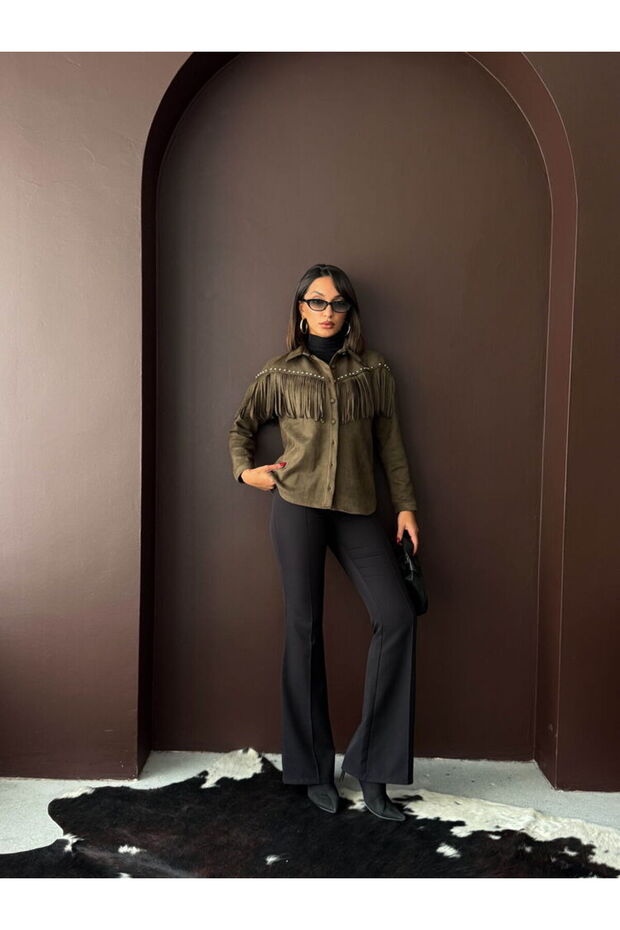 PÜSKÜLLÜ DROPLU SCUBA SÜET GÖMLEK - 4