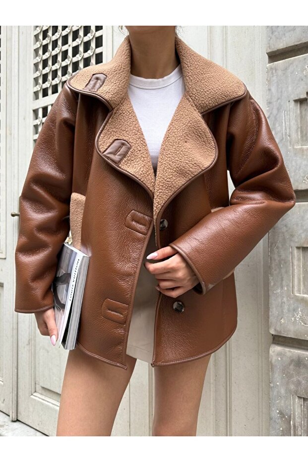 Oversized Leather-Look Stylish Jacket