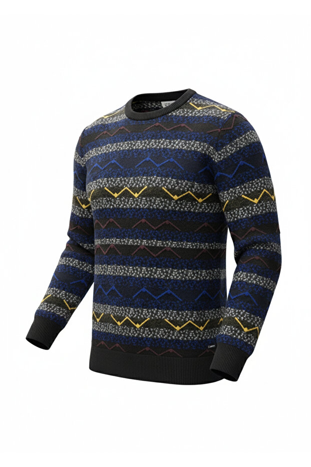 سترة رجالية منقوشة بياقة الدراجة |   70% قطن - 4