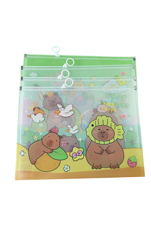 Capybara Designed Zippered A4 File 1 Pc