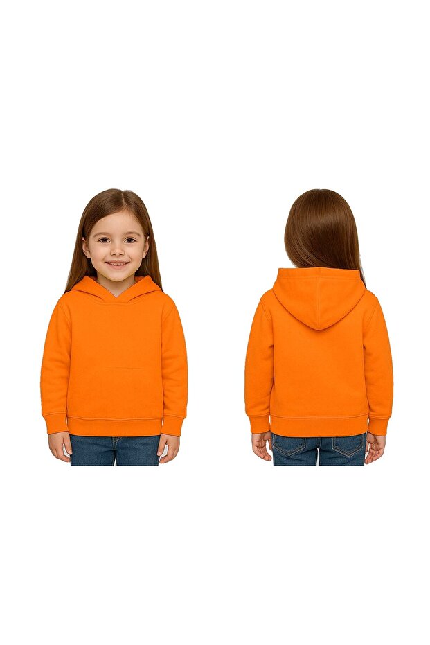 Unisex Plain Unprinted Children's Sweatshirt Hooded 3 Thread Ş Fleece-Lined Fabric
