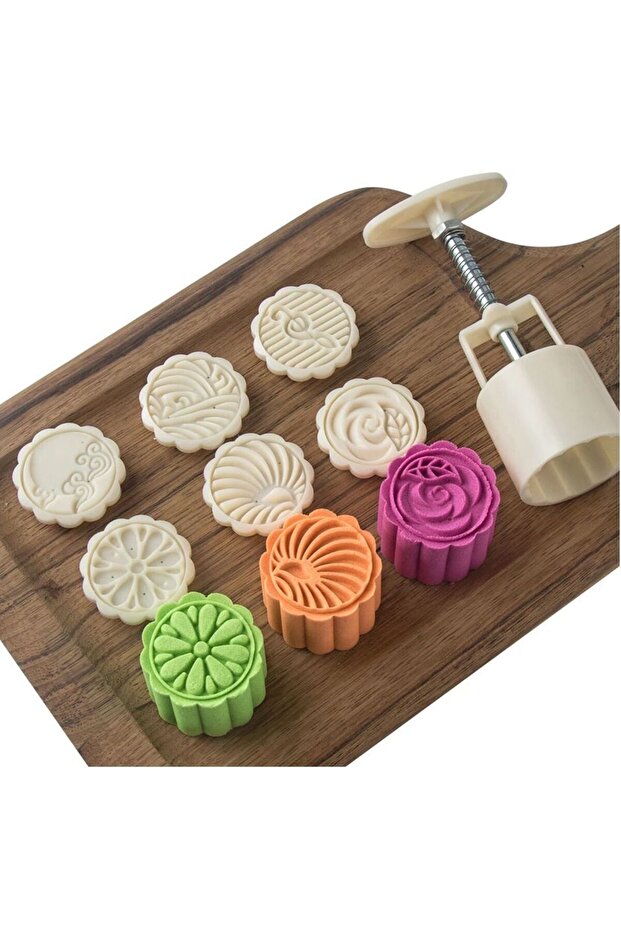 DubaiGallery Mooncake Press Molds,Mid Autumn Festival Mooncake Mold Set 50g Flower Moon Cake Mold w