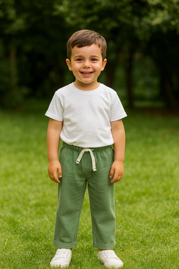 100% Cotton Color Relax Tie-Detail Muslin Pants