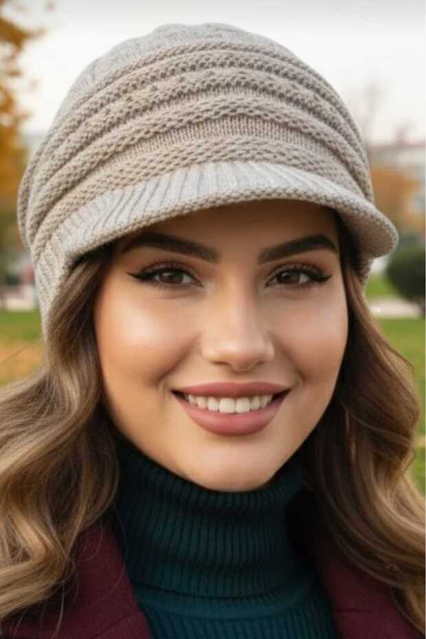 Women's Double Layered Knitted Beanie Knitwear Beanie