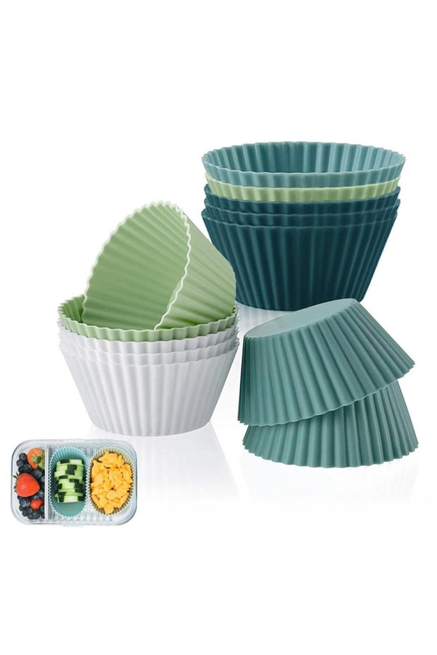 Reusable Silicone Baking Cups - Set of Non-Toxic - BPA Free, Dishwasher Safe - Standard Size for