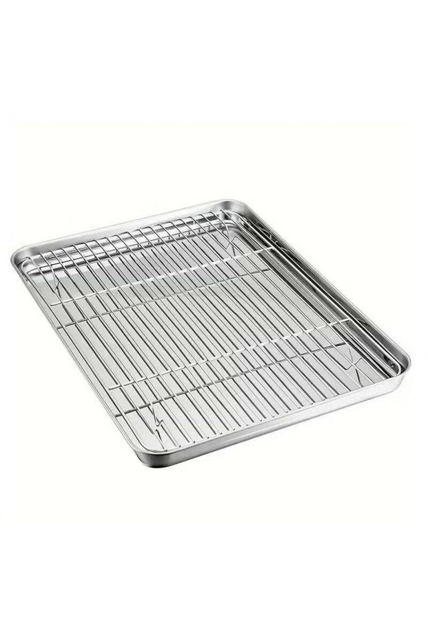 Baking Sheet And Rack Set, Stainless Steel Cookie sheetBaking Pan Tray With Cooling Rack, Non Toxic