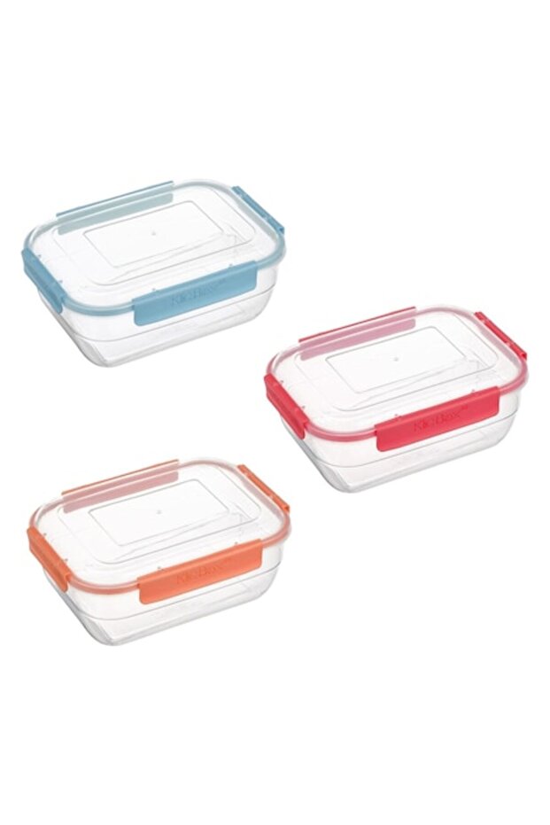 KlicBox Food Container Set with Transparent Lids, Multicolor, 1300/2200/3460 ml, 3 pcs - 1
