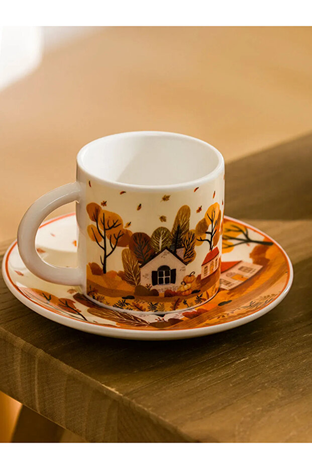 Baskılı 2 Kişilik Porselen Kahve Fincan Takımı 90 ml - 2