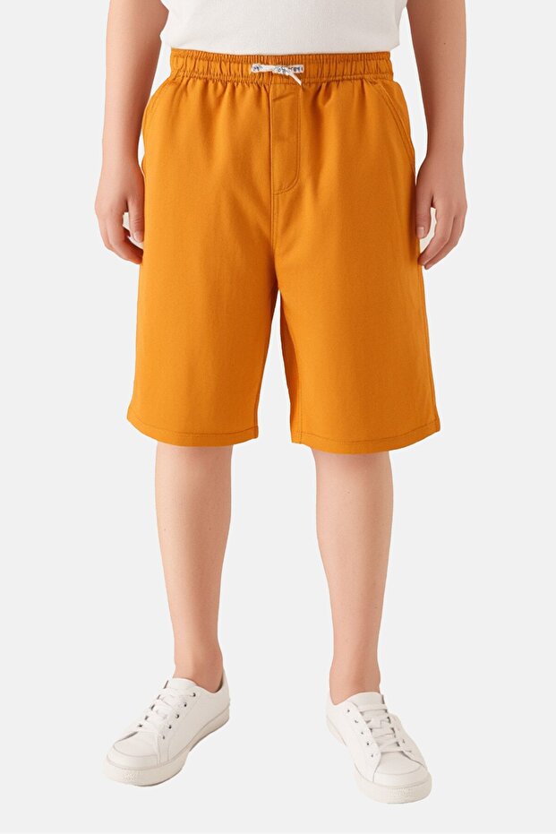 Kids Boy Plain Relaxed Basic Shorts, Copper - 1