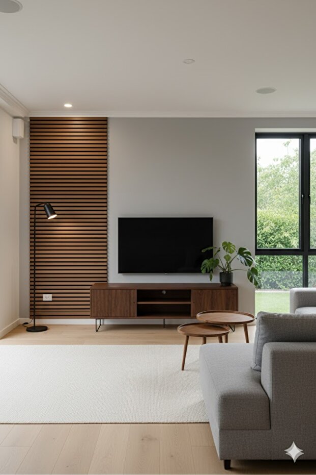 Ceviz Renk MDF Duvar Paneli 100×280 cm | Akustik Keçeli Dekoratif Çıta Paneli | 3 mm MDF + 3 mm Keçe - 3