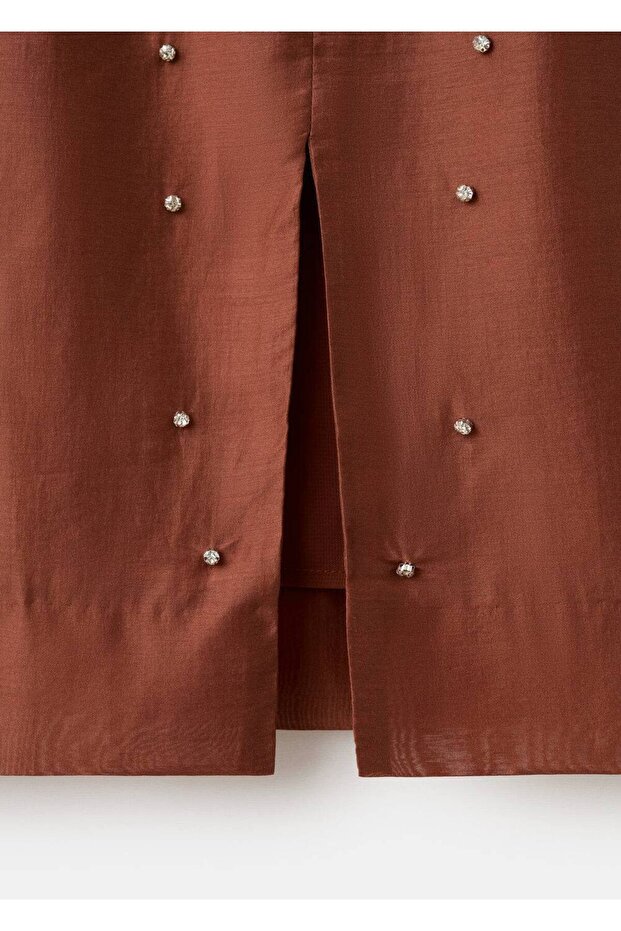 Strass taşlı midi etek - 6