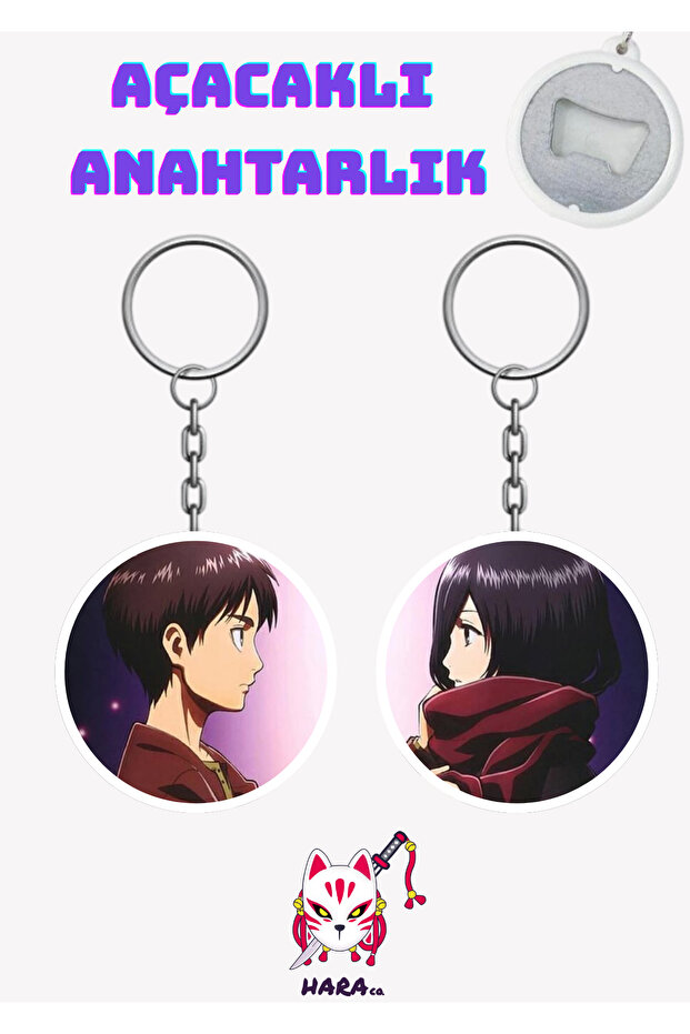 Attack on Titan (Titana Saldırı) Anime Eren and Mikasa Keychain Opener Set (2-Piece)