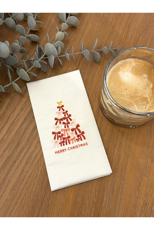 Bow Christmas Tree Printed Presentation Napkins 16-Pack