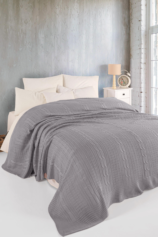 ÇİFT KİŞİLİK TRİKO ÖRGÜ YATAK ÖRTÜSÜ 220X240CM - 2