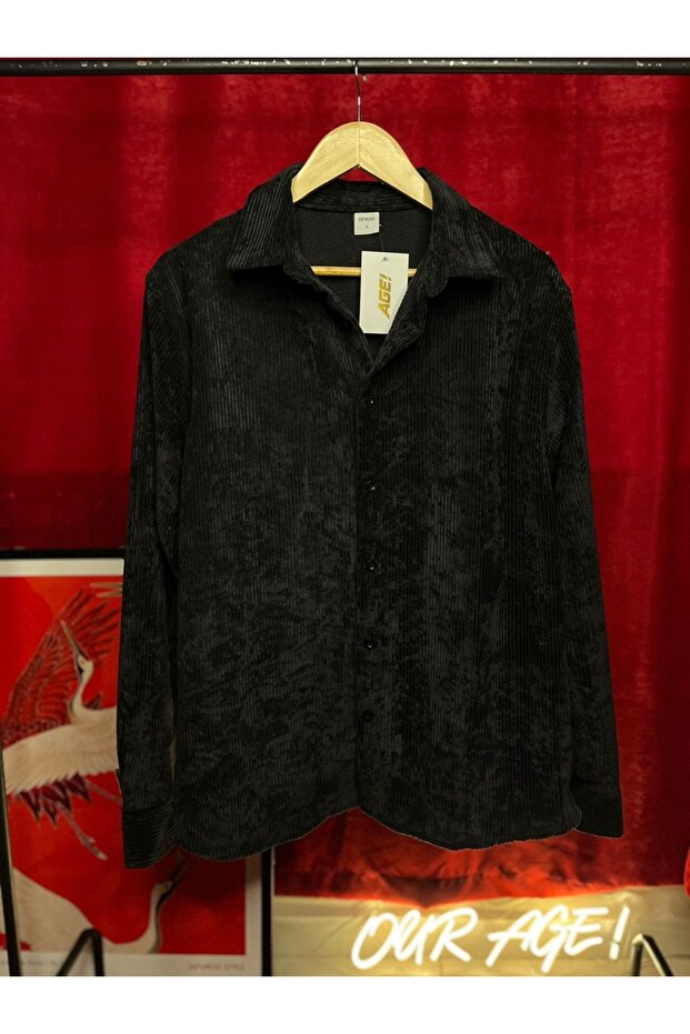 Regular Fit Düğmeli Kadife Gömlek - 2